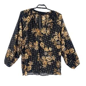 Torrid Sheer Boho Floral Top Sz 4X Black Peasant Chiffon Dark Fairy Flowy Witchy